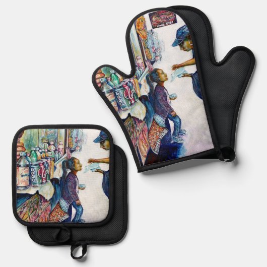 Uiteindelijk levert hoop op ovenwant & pannenlap set (Voorkant / Achterkant)