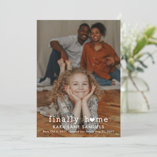 Uiteindelijk Thuis Hart Foto Adoptie Aankondiging (Staand voorkant)