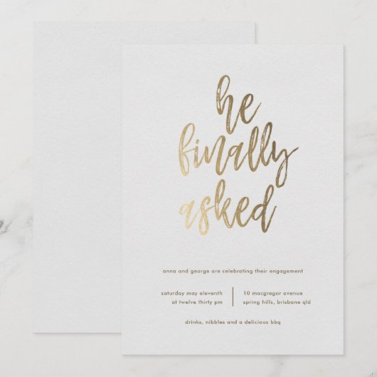 Uiteindelijk vroeg hij een verlovingsfeest aan kaart (Voorkant / Achterkant)