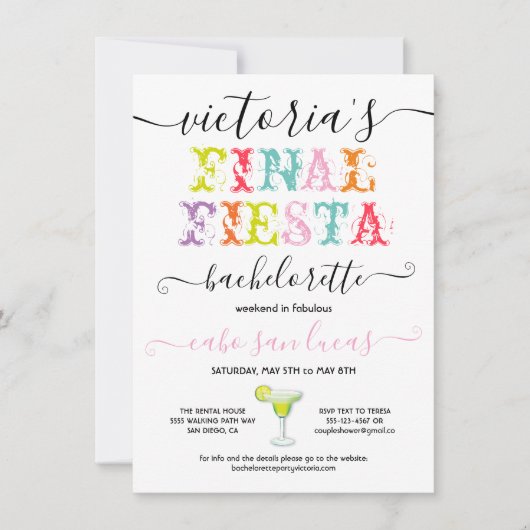 Uiteindelijke Fiesta Bachelorette Weekend Party Kaart (Voorkant)