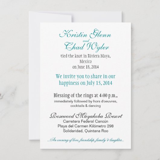 UITEINDELIJKE WEEFSELS (Mexico) bruiloft Kaart (Achterkant)