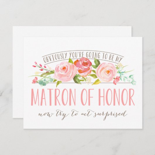 Uiteraard Matron of Honor Roos Garden Kaart (Voorkant / Achterkant)