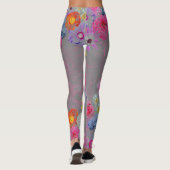uiterlijk bloemenpatroon op grijs leggings (Achterkant)