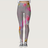 uiterlijk bloemenpatroon op grijs leggings (Voorkant)