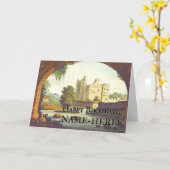 uiterlijk, kasteel door bakstenen boog Verjaardag Kaart (Gele Bloem)