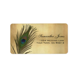 uiterlijk Peacock Feather Aangepast adres Etiket