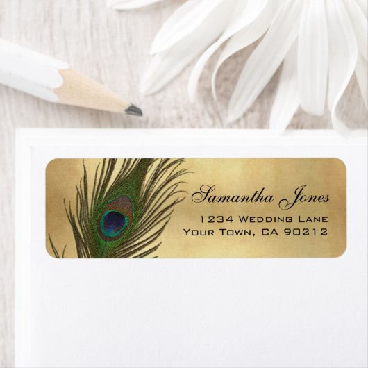  uiterlijk Peacock Feather Aangepast adres Etiket (Insitu)