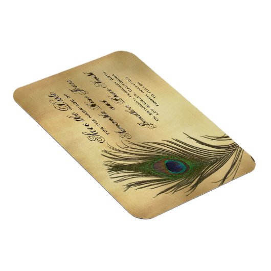 uiterlijk Peacock Feather Elegant Save the Date Magneet (Rechterzijde)