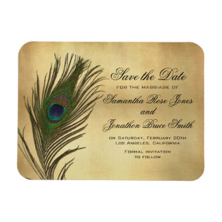  uiterlijk Peacock Feather Elegant Save the Date Magneet