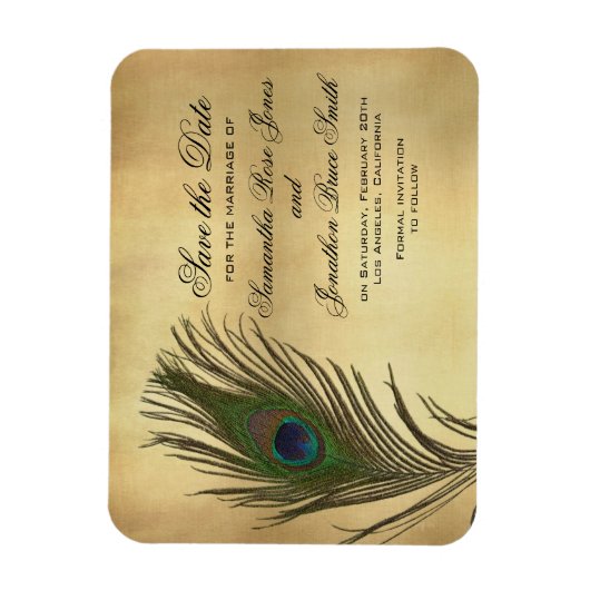  uiterlijk Peacock Feather Elegant Save the Date Magneet (Verticaal)