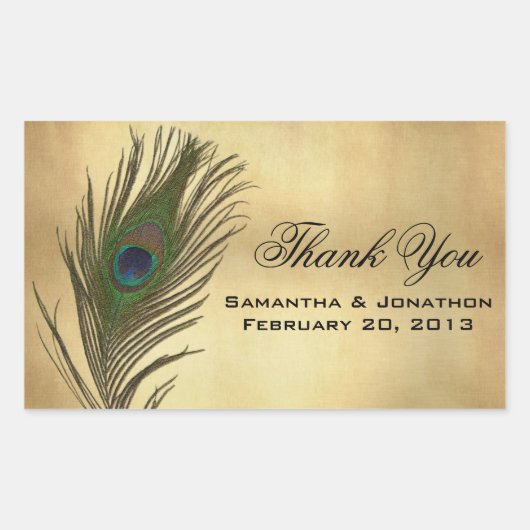  uiterlijk Peacock Feather Wedding Favor Labels (Voorkant)