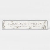 Uiterst belangrijke moderne marmer Faux gegraveerd Bureau Naambordje (Voorkant)