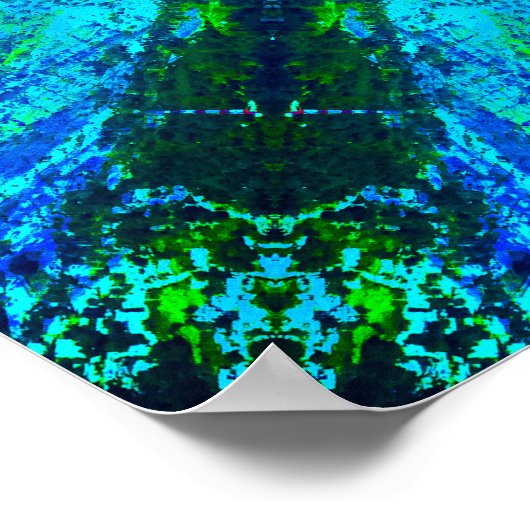 Uiterst gedetailleerd groen en blauw Mandala Poster (Hoek)