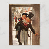 Uiterst klein Tim en Loodje Cratchit op de Dag van Feestdagenkaart (Voorkant)