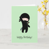 Uiterst kleine Gelukkige Ninja op Groene Kaart (Gele Bloem)