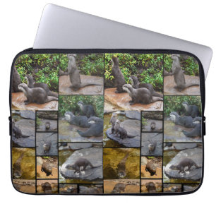 **"Uiterst Schattig: een fotocollage van otters Laptop Sleeve