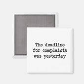 Uiterste datum voor de indiening van klachten magneet (Voorkant / Achterkant)