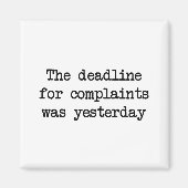 Uiterste datum voor de indiening van klachten magneet (Voorkant)