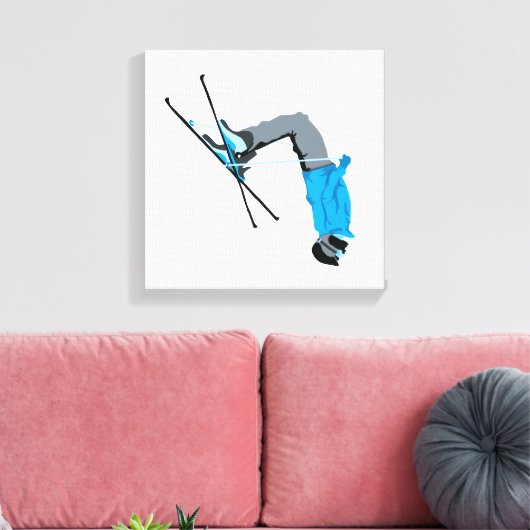 uitflippen | Ski Backflip Skiën Schilderij Canvas Afdruk (Insitu (Woonkamer))