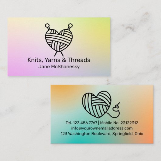 Uitgaande van Crochet Yarn Hand Spool Handmade Bus Visitekaartje (Voorkant / Achterkant)