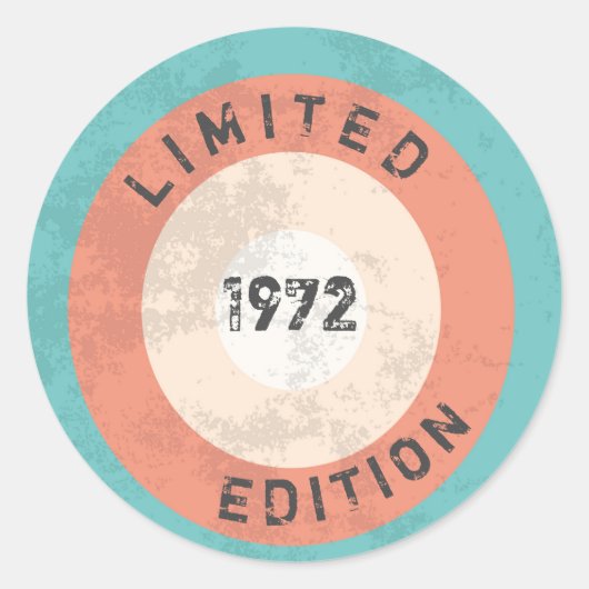 uitgave 1972 beperkt, 50e verjaardag ronde sticker (Voorkant)