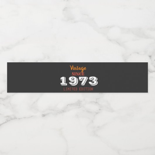  uitgave 1973 jaar beperkte uitgave 50th Birthday Waterfles Etiket (Enkel label)