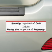 Uitgaven en schulden bumpersticker (Op auto)
