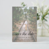 Uitgebleekte Script 2 Foto's Save the Date Huwelij (Staand voorkant)