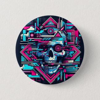 Uitgeblikte Skull Cyberpunk Ronde Button 5,7 Cm