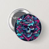 Uitgeblikte Skull Cyberpunk Ronde Button 5,7 Cm (Voorkant /achterkant)