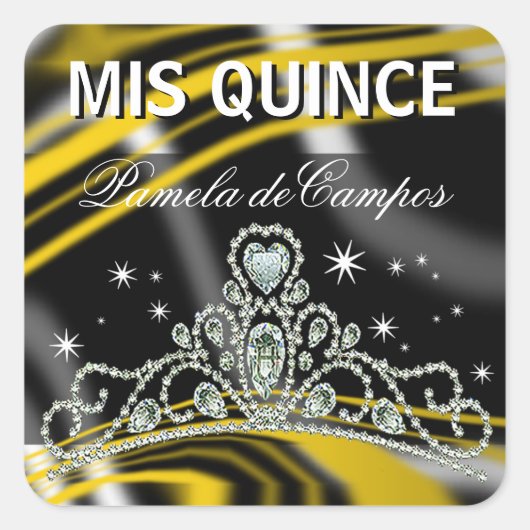 Uitgeblindeerde Quinceañera sprankelende Tiara Vierkante Sticker (Voorkant)
