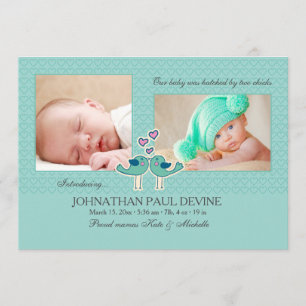 Uitgebracht door twee kuikens om geboorteaankondig aankondiging