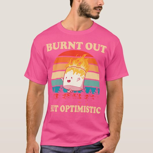 Uitgebrande maar optimistische marshmallow retro z t-shirt (Voorkant)