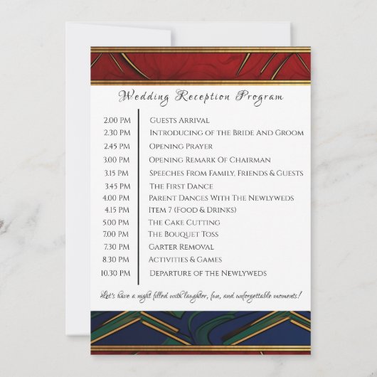 Uitgebreid Afrocentrisch Ontvangst Huwelijksprogra Kaart (Achterkant)