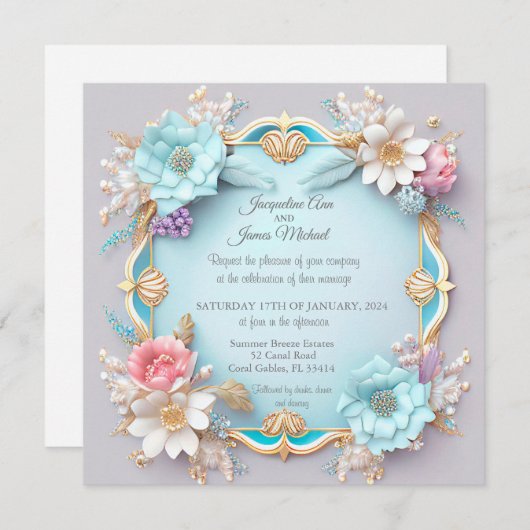 Uitgebreid blauw Lijst en goudflens Kaart (Voorkant / Achterkant)