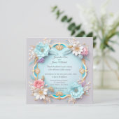 Uitgebreid blauw Lijst en goudflens Kaart (Staand voorkant)