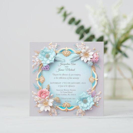 Uitgebreid blauw Lijst en goudflens Kaart (Staand voorkant)