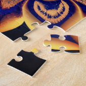 Uitgebreid Blauwgroen Blauw Goud Bloemen Geschilde Legpuzzel (Zijkant)