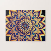 Uitgebreid Blauwgroen Blauw Goud Bloemen Geschilde Legpuzzel (Horizontaal)