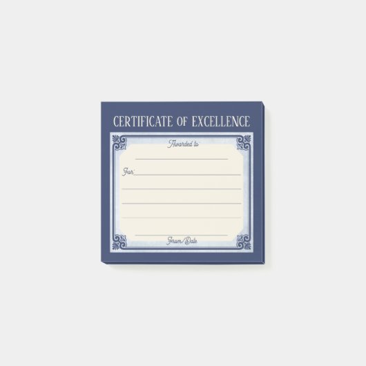 Uitgebreid certificaat van excellentie bedankt post-it® notes (Voorkant)