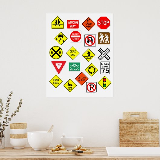 Uitgebreid Classic Road Sign Poster 21-objecten (Keuken)