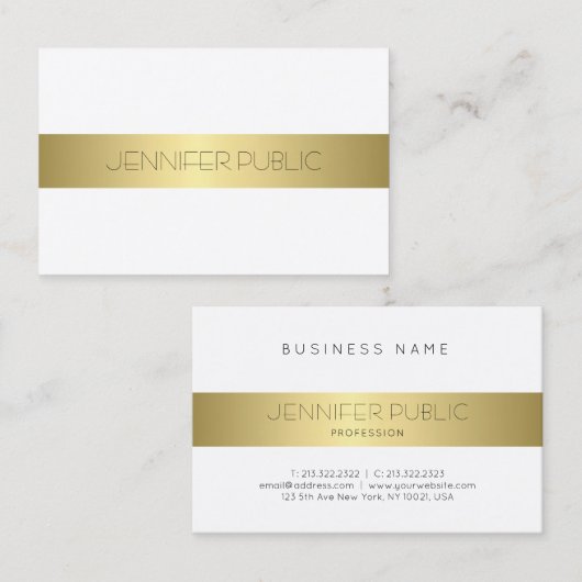 Uitgebreid Eenvoudig design Gold-design, modern Visitekaartje (Voorkant / Achterkant)