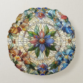 Uitgebreid en ingewikkeld Glas in lood ontwerp Rond Kussen