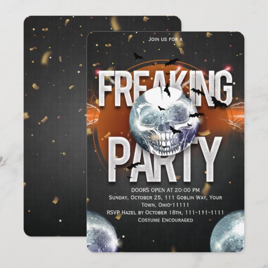 Uitgebreid feest Halloween Disco Schedel Kaart (Voorkant / Achterkant)