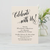 Uitgebreid Feest met ons! Eenvoudige Crème Kaart (Staand voorkant)