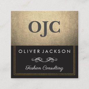 Uitgebreid Gold-leder met dubbellijns werk Vierkante Visitekaartje