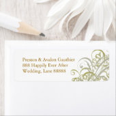 Uitgebreid Gold Scroll White Address Label (Insitu)