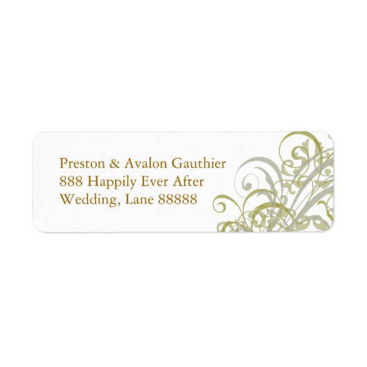 Uitgebreid Gold Scroll White Address Label (Voorkant)