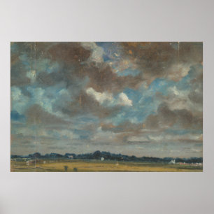 Uitgebreid landschap met grijze wolken poster