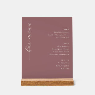 Uitgebreid Maroon Minimalistisch Barmenu Acryl Bord